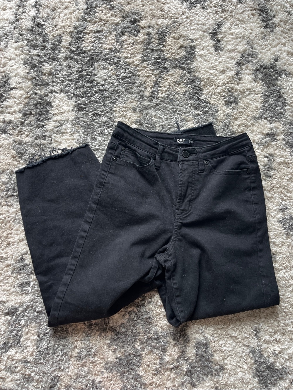 Oat New York Black Skinny Jeans with Frayed Hem